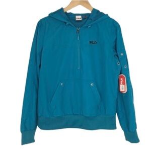 Fila Sport Women’s Pullover Hoodie Quarter Zip New Teal Blue Size Medium NEW